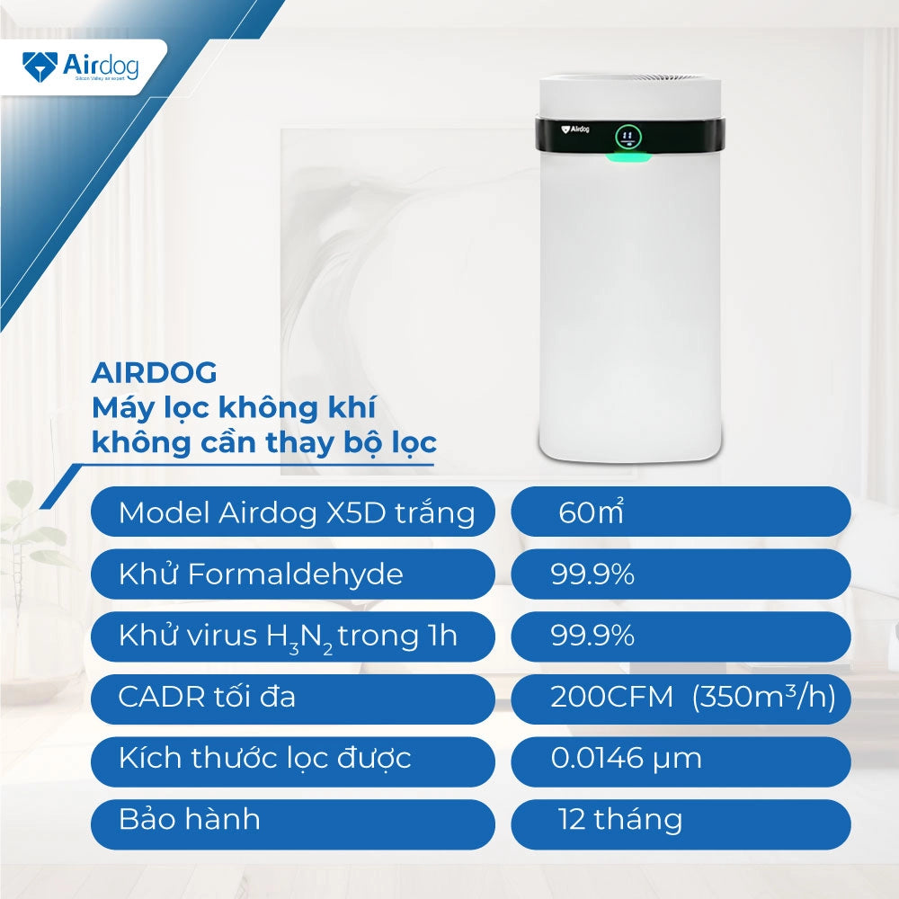 Máy lọc không khí AIRDOG X5D trắng