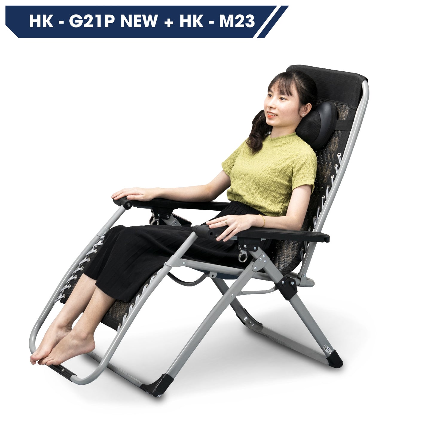 Combo ghế xếp thư giãn HK-G21P New + gối massage HK-M23