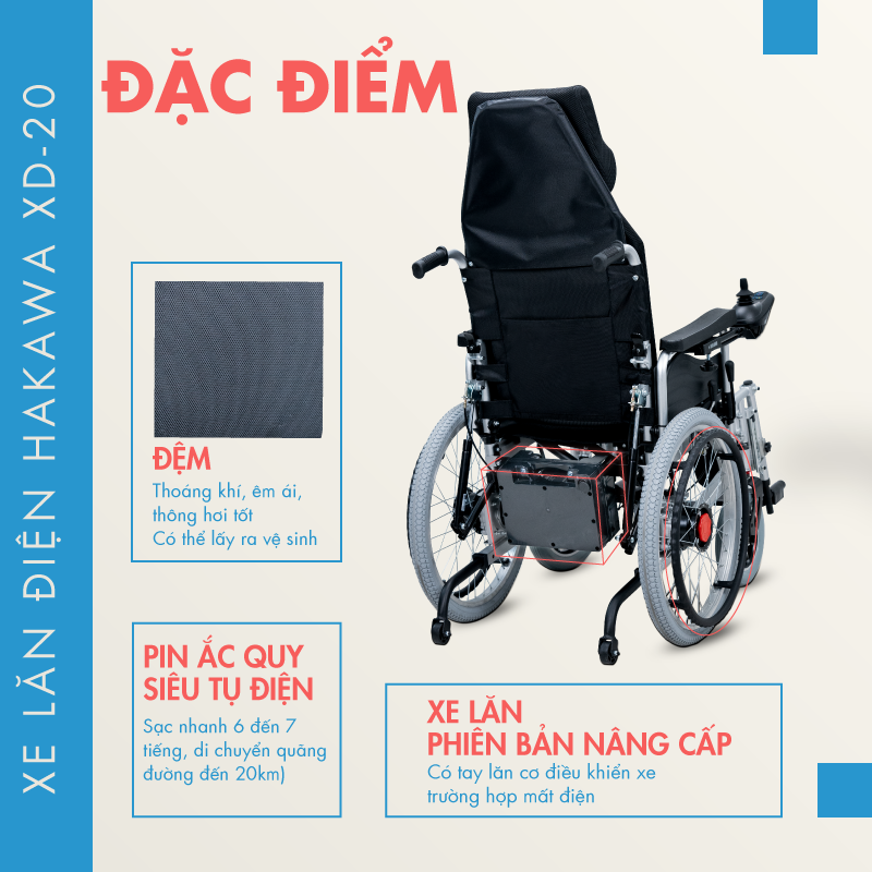 Xe lăn điện HAKAWA HK-XD20
