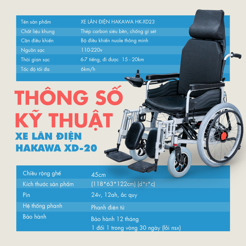 Xe lăn điện HAKAWA HK-XD20