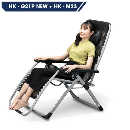 Combo ghế xếp thư giãn HK-G21P New + gối massage HK-M23