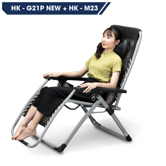 Combo ghế xếp thư giãn HK-G21P New + gối massage HK-M23